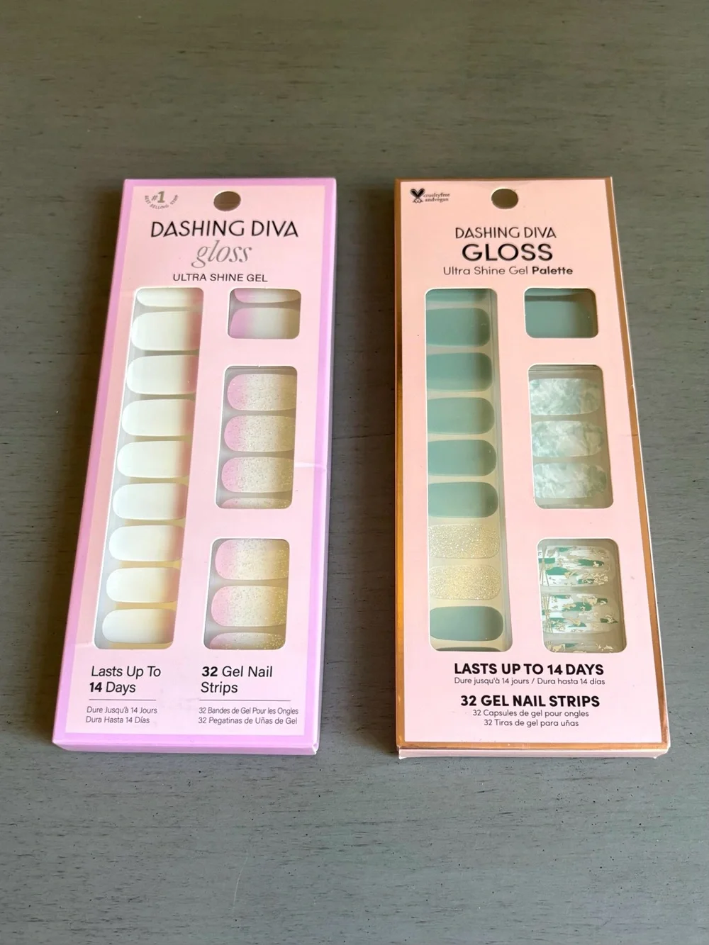 Dashing Diva Gloss Gel Nail Strips Multiple Pack - Desert Quartz, Strawberry NEW